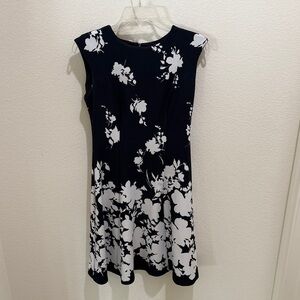 Elegant Black and White Floral Mini Dress